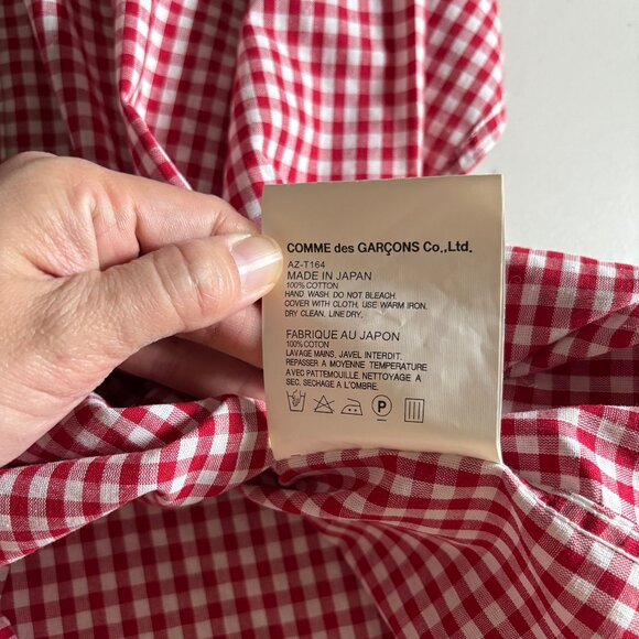 Comme des Garcons Play Japan Made Check Button Down Shirt - Men's Size M - Red - Picture 6 of 11